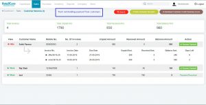 Customer outstanding payments view in retailcore software