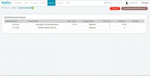 Debit note report in retailcore software