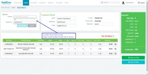 Sales return view in retailcore software