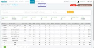 Stock report of retailcore software