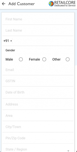 Add customer through billing app