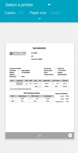 Bill Preview of Billing App