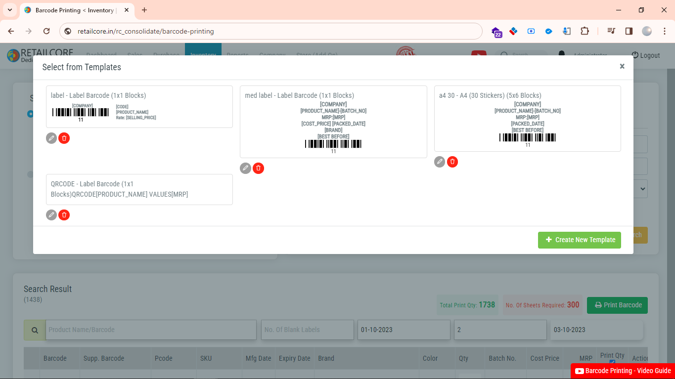 Barcode label design templates