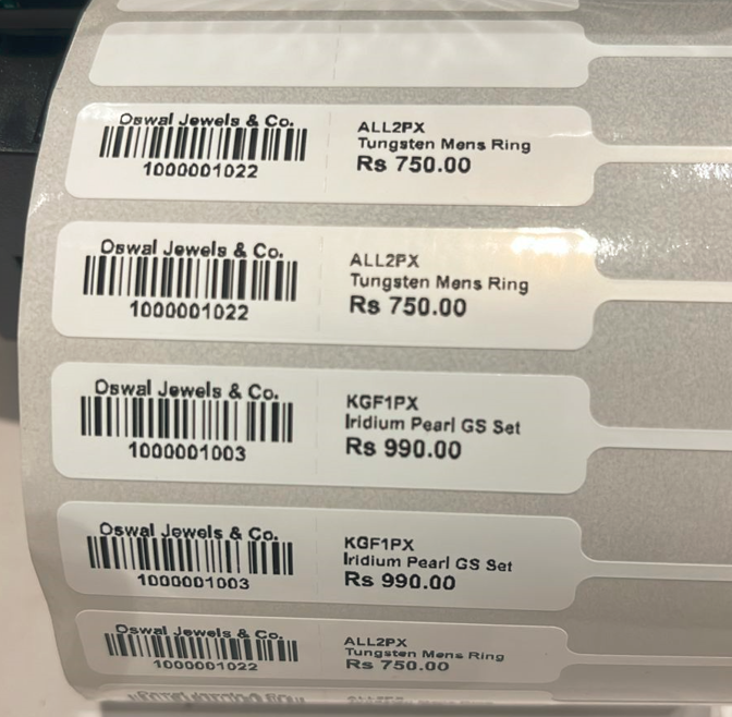 Jewellery Barcode / tags from RetailCore Software