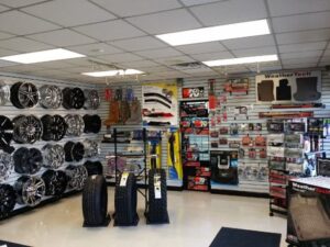 Inside of automobile accessories retail shop