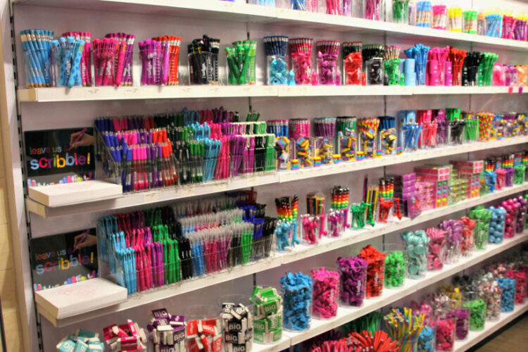 Stationary retail store with product shelves in India