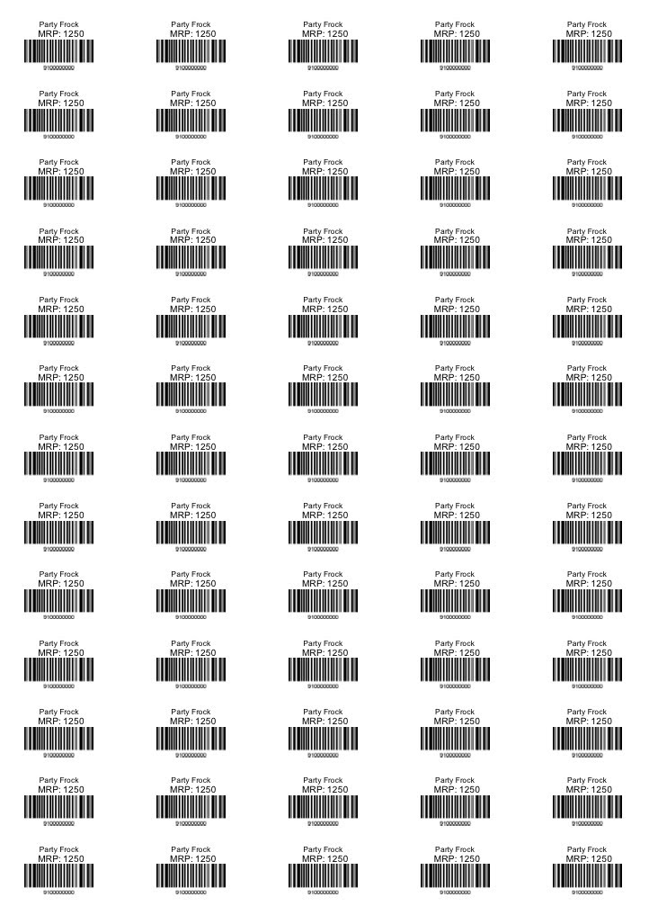 Barcode label on A4 sticker paper