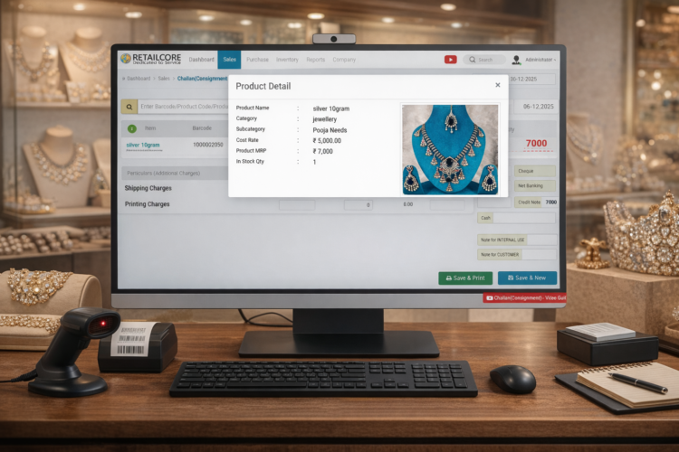 RetailCore Software in use at retail store for imitation jewellery